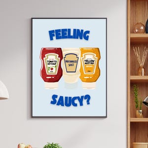 Feeling Saucy Kitchen Print: Retro Colorful Food Poster