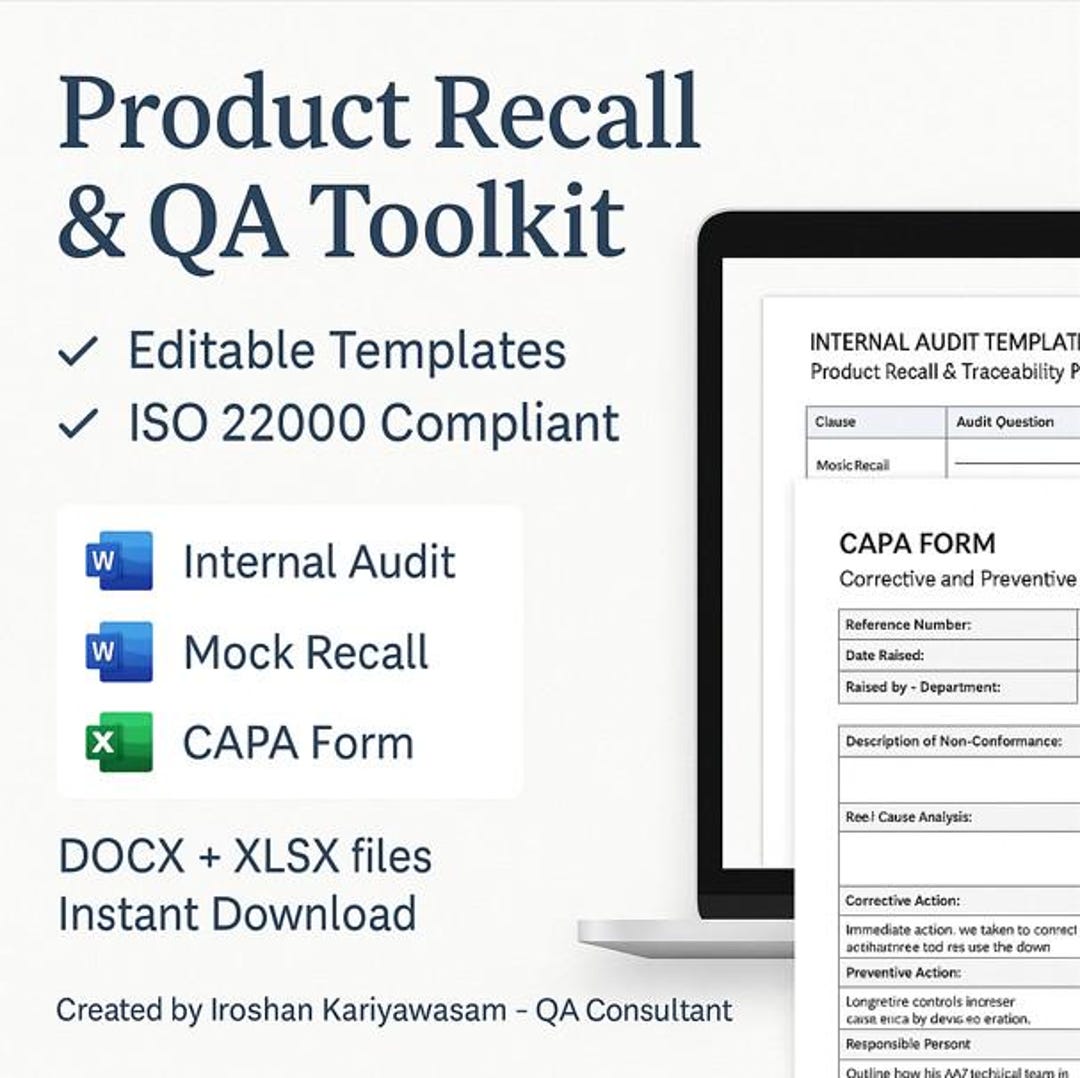 Mock Audit Example Food Safety Toolkit Audit Templates Pack (ISO 22000, BRCGS, YUM ...