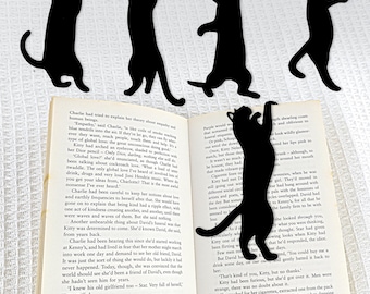 Hängendes Lesezeichen mit schwarzer Katze, wunderliches Katzenliebhaber Geschenk, Einzigartiges Leseaccessoire, Katzenbuchliebhaber, Lesegeschenk, neugieriger Kletterer