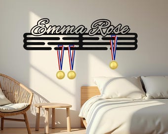 Percha para medallas personalizada, percha para medallas, letrero con nombre personalizado, expositor de medallas personalizado, expositor de medallas deportivas, porta medallas personalizado, expositor de trofeos