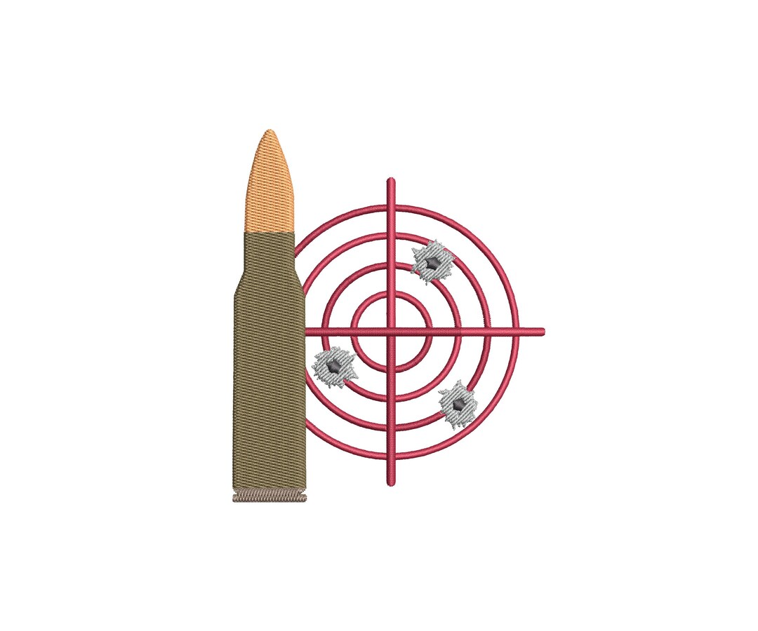 Embroidery Rifles Rifle Gun Bullet and Holes in Target Embroidery Design: Firearm Weapon ...