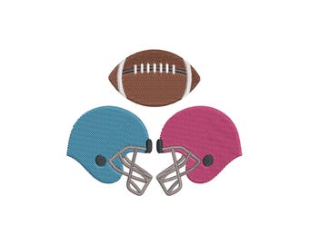 Diseño bordado de cascos y pelotas de fútbol americano: Patrón de equipo deportivo (descarga instantánea)