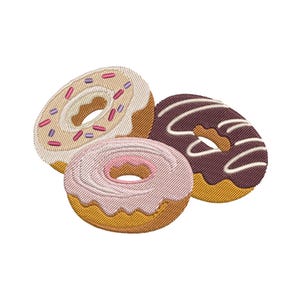 Kleurrijke donuts met hagelslag en chocolade borduurpatroon: Voedselmachinepatroon