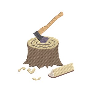 Wood Chopper in Trunk Embroidery Design: Woodworking Tools Machine Pattern
