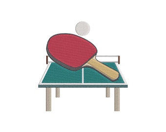 Ping Pong Ball, Racket, Table Embroidery Design: Sport Equipment Pattern (Instant Download)