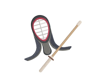 Kendo Men and Shinai Embroidery Design: Sport Equipment (Instant Download)