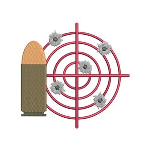 Diseño de bordado de bala de pistola y agujeros en el blanco: patrón de máquina de armas de fuego