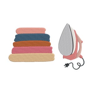 Electric Iron with Finished Clothes Embroidery Design: Home Tools Machine Pattern