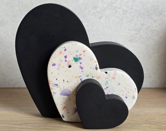 Terrazzo Heart Ornaments | Mix and Match Colour Options | Set of 3 Hearts