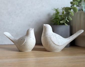 Bird Ornaments | Speckled White | Set of 2