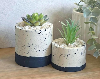 Dark Blue Plant Pots | Terrazzo Effect | 2 Sizes Available