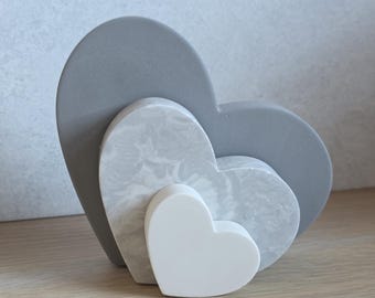 Modern Grey Heart Ornaments | Mix and Match Colour Options | Set of 3 Hearts