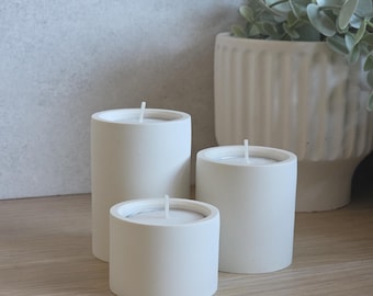 Column Tea Light Holders | Handmade White Candle Holders