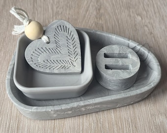 Jewellery Tray Set | Grey Marble Trinket Trays/Jewellery Holder