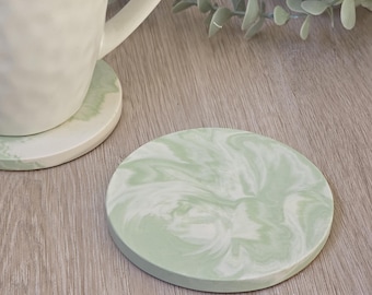 Marble Coasters | Sage and White | Minimalist and Modern