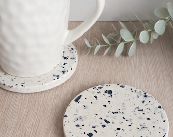 Terazzo Coasters | Navy and White | Minimalist and Modern