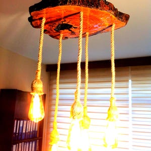 Natural Olive Wooden Chandelier, Rustic Pendant Light ,Farmhouse Light Fixture, Pendant Light, Rustic Ceiling Light, Wooden Hanging Light