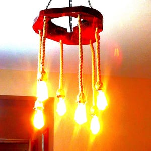 Olive Wood Pendant Light, Kitchen Island Light, Wood Farmhouse Light Chandelier, Hope Cable Light, Reclaimed Barn Wood, Recycled Wood,Gift.