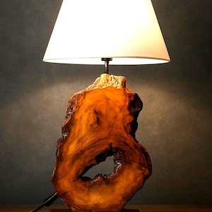 Abstract Wood Lampshade,2 Colors Hat Options Rustic Olive Wood Table Lamp, Unique Wood Table Lampshade, Handmade Wedding Gift for Home Decor