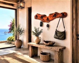 Handmade Olive Wood Coat Rack: Rustic Live Edge Wall Hanger (38.18 inc.)