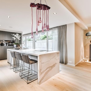 Live Edge Olive Wood Slab Pendant Chandelier, Kitchen Island, Rustic Lighting For Dining Room,Farmhouse Chandelier,  Wood Light Fixture.
