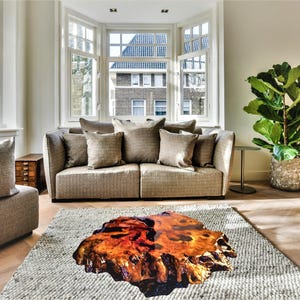 Rustic Coffee Table Live Edge Exotic Olive Wood,Epoxy Resin Covered, Olive Root Legs Unique Coffee Table,Farmhouse Coffee Table,Unique Gift.