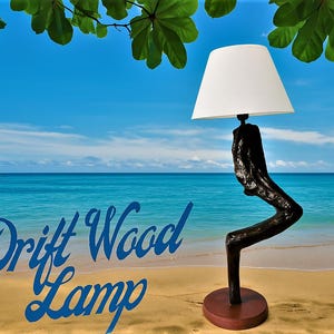 2 Colors Hat Options Rustic Driftwood Floor Lamp,Unique Lampshade,Unique Wood Table Lamp,Artistic Wooden Sculpture & Lamp,Home Decor Gift