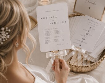 Elegante Hochzeitsfächer Canva Vorlage | Wedding Fan Template | Minimalistisch | Editierbar | Sofortdownload | Printable Wedding Fan