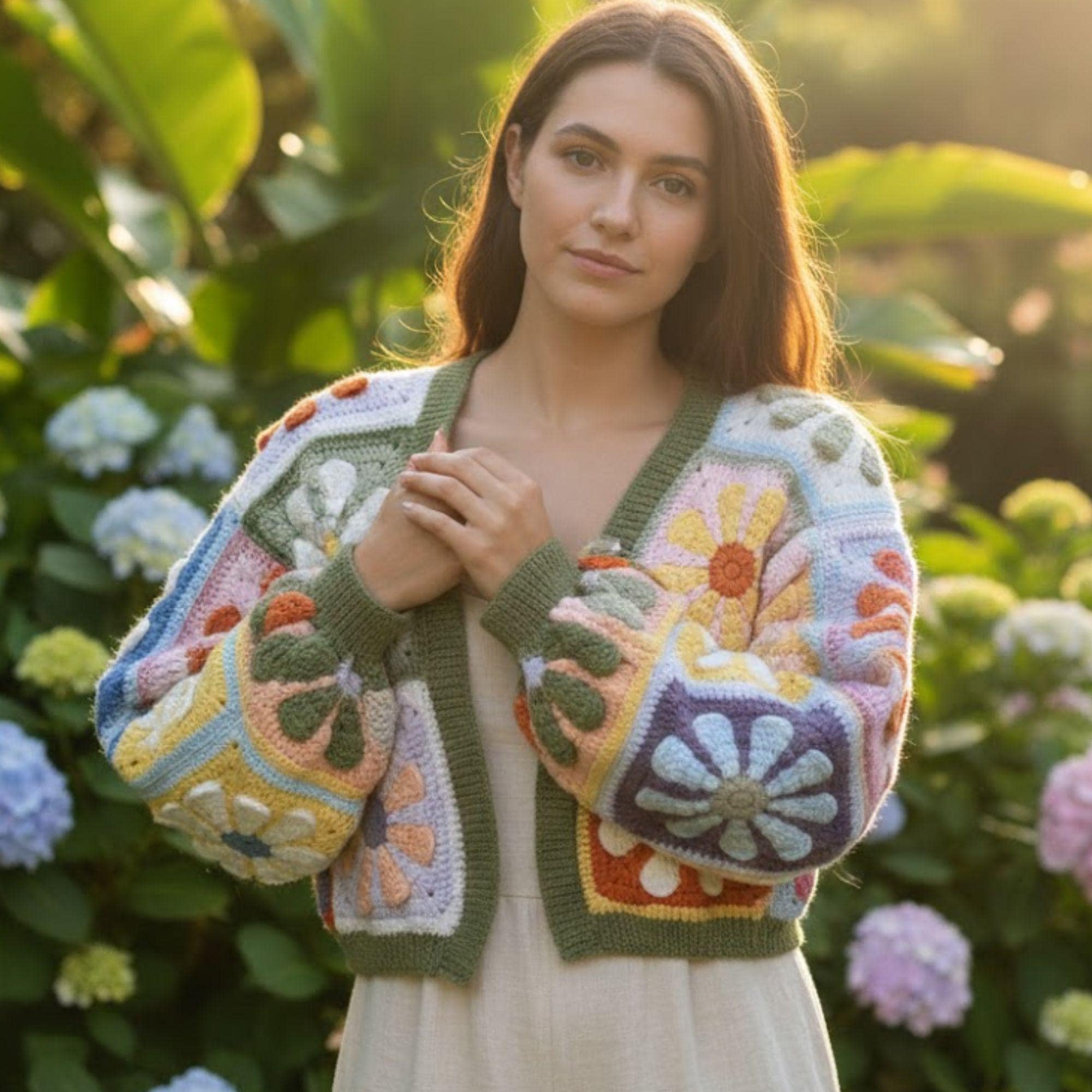 カーディガン US vintage flower cardigan 70s Flower Cardigan - Etsy