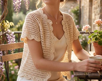 Patrón de vestido de bebé a crochet, cárdigan para recién nacido en PDF, tutorial de atuendo para bautizo, regalo para baby shower