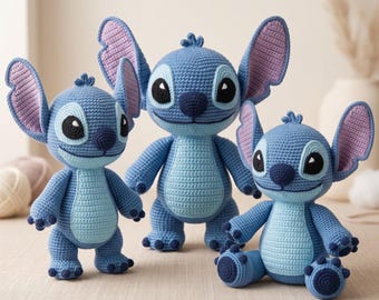 Patrón de juguete de alienígena azul a crochet, criatura espacial amigurumi en PDF, tutorial de muñeco monstruo adorable, regalo hecho a mano