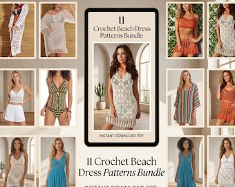 11 Crochet Patterns Bundle: Boho Summer Cover Up, Bikini PDF Tutorials (Digital Download)