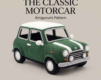 Patrón de coche de juguete a crochet, PDF de vehículo amigurumi, tutorial de juguete de automóvil clásico, decoración infantil hecha a mano
