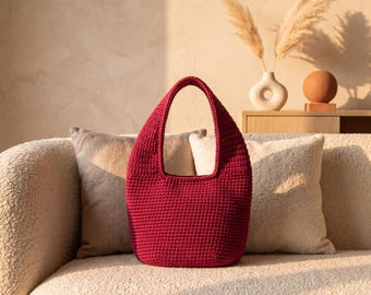 Patrón de bolso de ganchillo, bolso rosa baya en PDF, tutorial de bolso tipo hobo, proyecto de accesorio hecho a mano