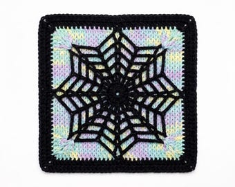 Patrón de cuadrado de telaraña a crochet, cuadrado de abuela espeluznante en PDF, tutorial de motivos de Halloween