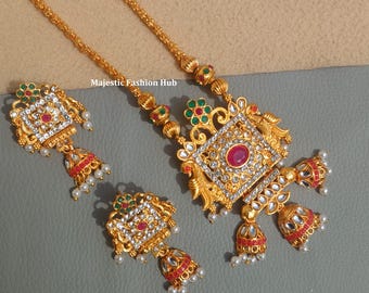 Long Gold Necklace South Indian Traditional Women Jewellery Festive Jewellery MJ28