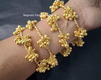 Adjustable Chraming Golden Oxidized Bangle Stylish Chudiya 4Pcs Wedding Jewellery