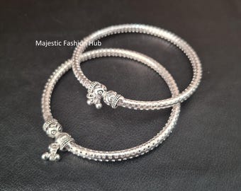 Silver Plated Kada Payal Toe Anklet Indian Traditional Ethnic Anklet For Her