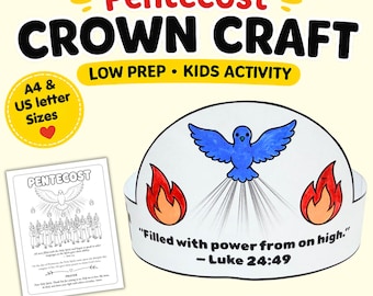 Manualidad de corona de Pentecostés para niños / Diadema de papel del Espíritu Santo / Actividad para la escuela dominical
