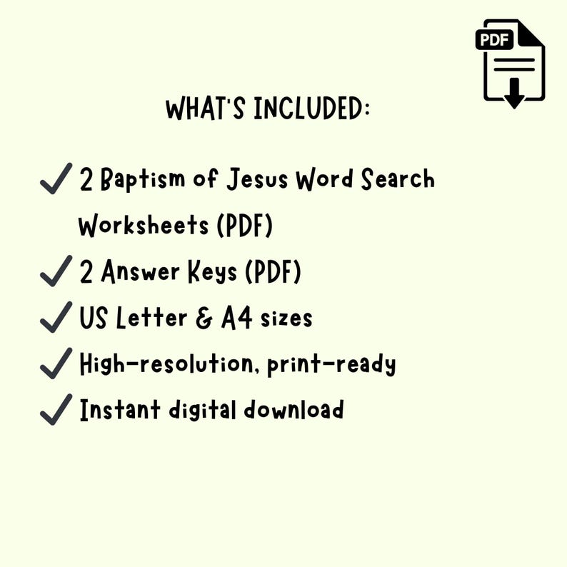 Baptism of Jesus Bible Word Search | Christian Kids Activity With ...