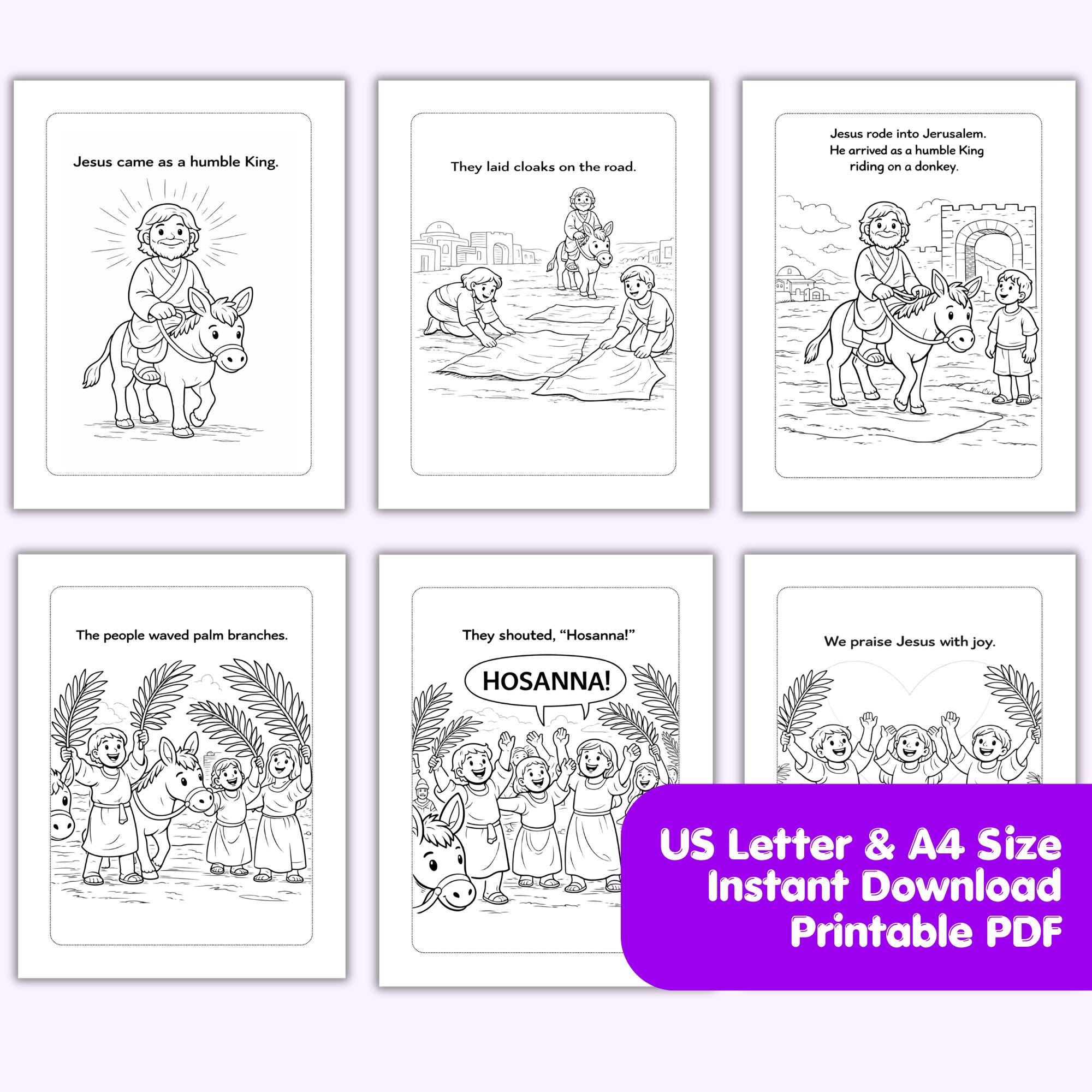 Palm Sunday Coloring Pages for Kids | Jesus Mini Story | Lent & Holy ...