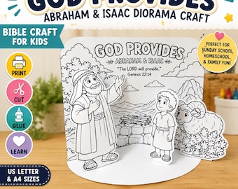 Abraham and Isaac Bible Craft Printable | God Provides 3D Diorama | Genesis 22 Sunday School Activity
