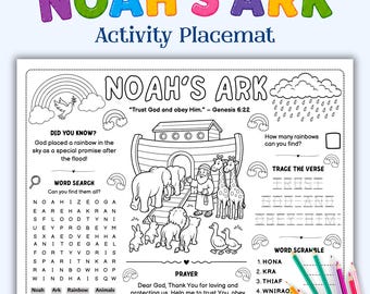 Arche Arche Noah Platzset | Bibelgeschichtenspiele, Sonntagsschule Arbeitsblatt (Digitaler Download)