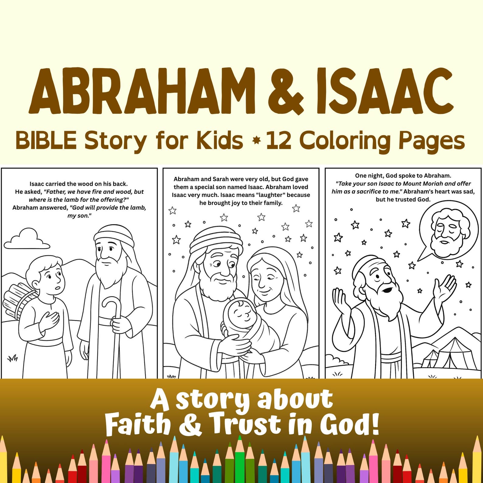 Abraham and Isaac Bible Story Coloring Book - Family Devotion ...