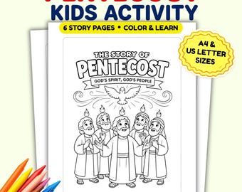 Dibujos para colorear de la historia de Pentecostés para niños / Actividad sobre la historia bíblica / Material imprimible para la escuela dominical / Hechos 2