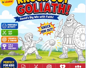 Knock Out Goliath Handwerk Printable | Bibel-Handwerk für Kinder | Sonntagsschule VBS Aktivität