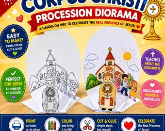 Fronleichnamsprozession Diorama Handwerk | Katholische Eucharistie druckbare Aktivität