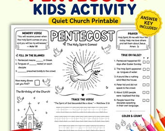 Mantel individual de actividades para niños de Pentecostés / Aprendizaje bíblico del Espíritu Santo (Descarga en PDF)