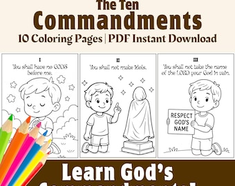 Kolorowanki Dziesięć Przykazań: Aktywność do nauki Biblii (plik PDF do druku)