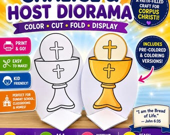 Fronleichnam Kelch & Host Diorama Handwerk | Katholische Eucharistie Printable